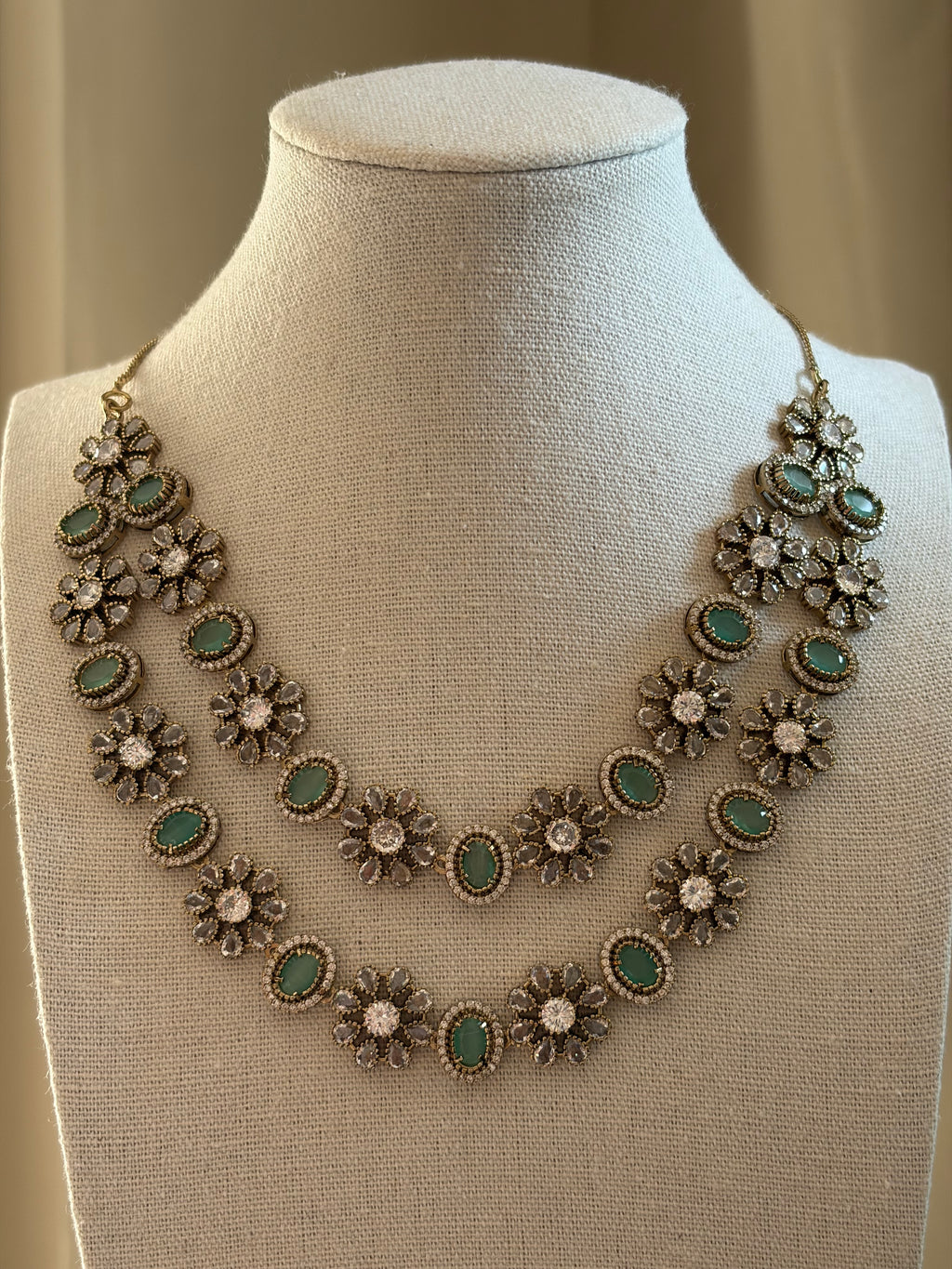 Floral Green Necklace Set