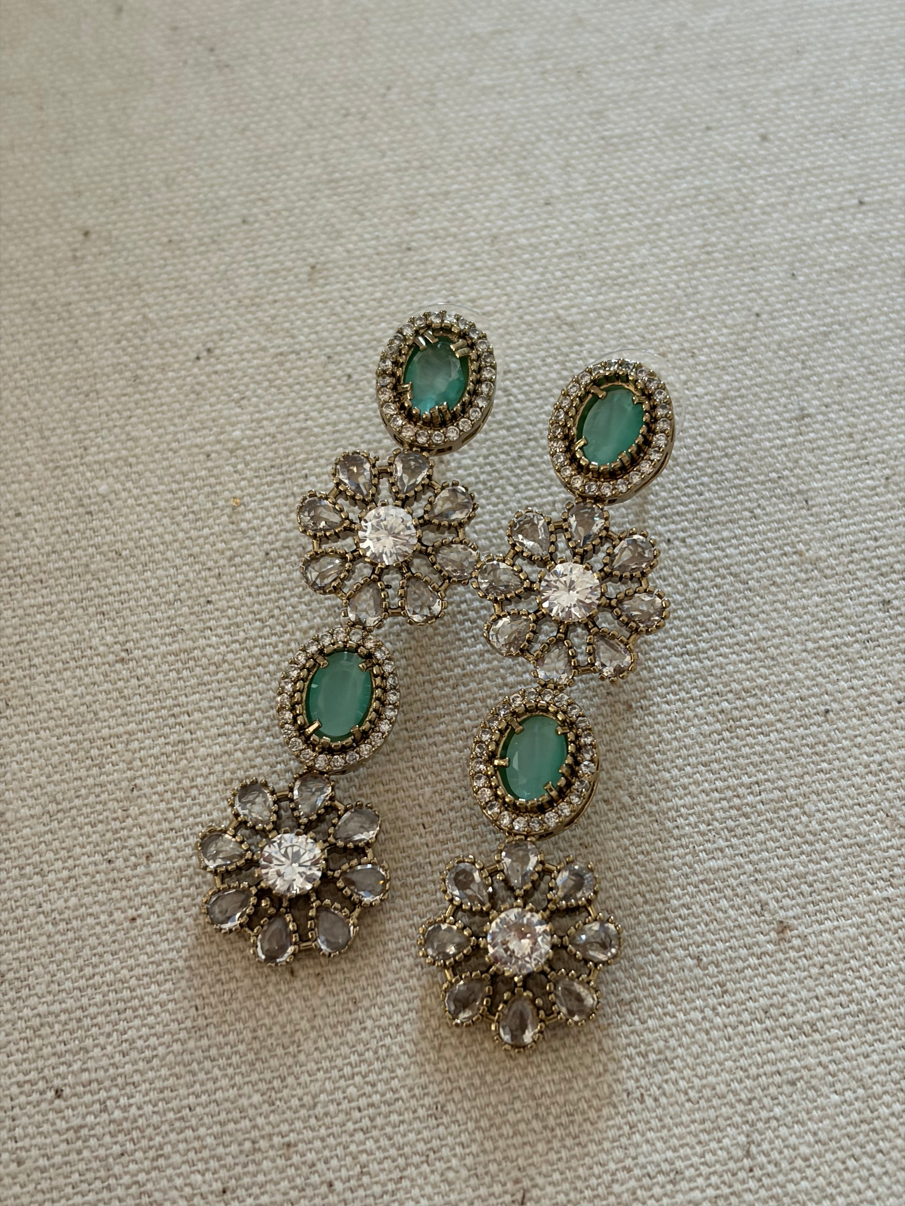 Floral Green Necklace Set