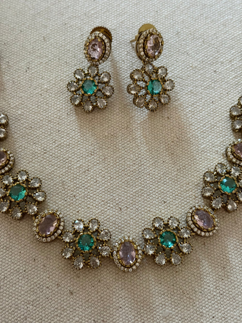 Baby Pink and Green Floral Set