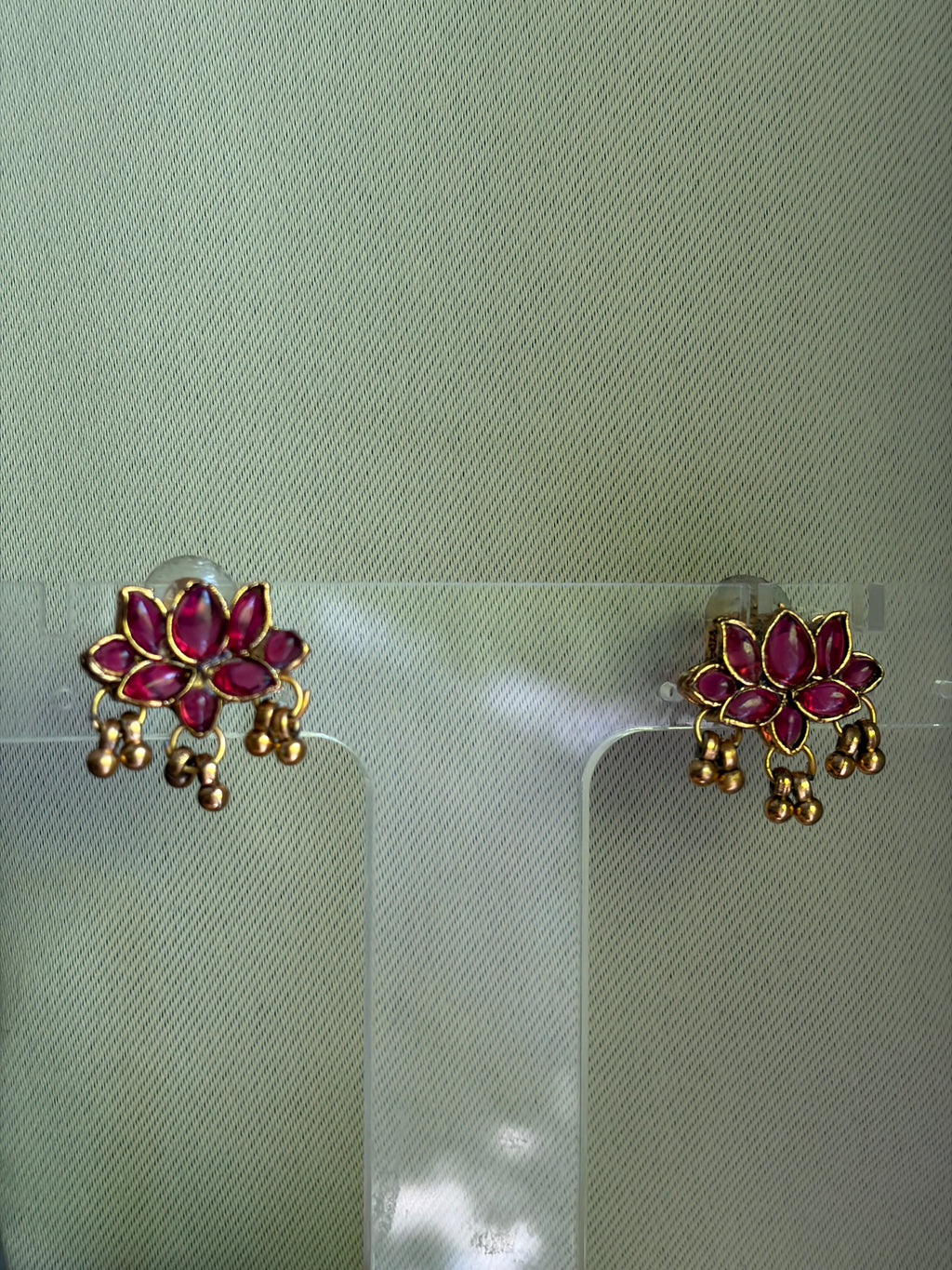 Pink Ruby Lotus Necklace and Earrings Set