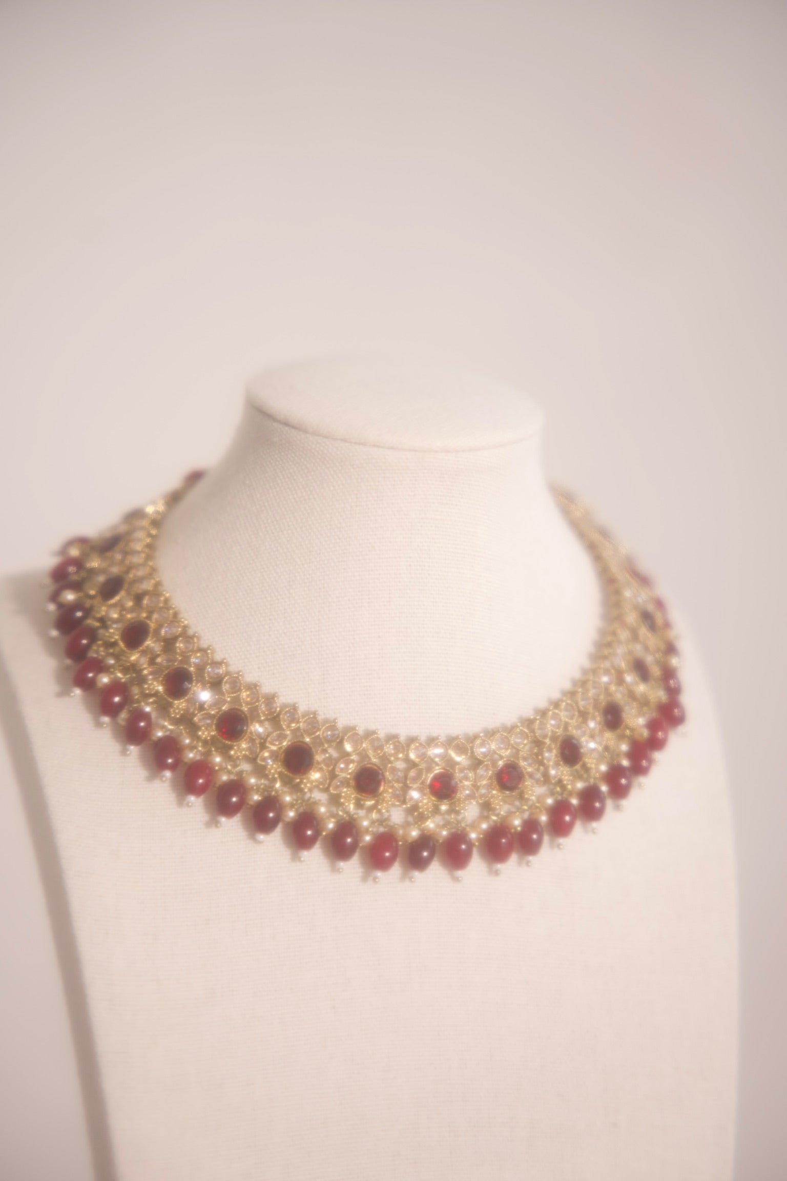 Ruby Red Stone Polki Set