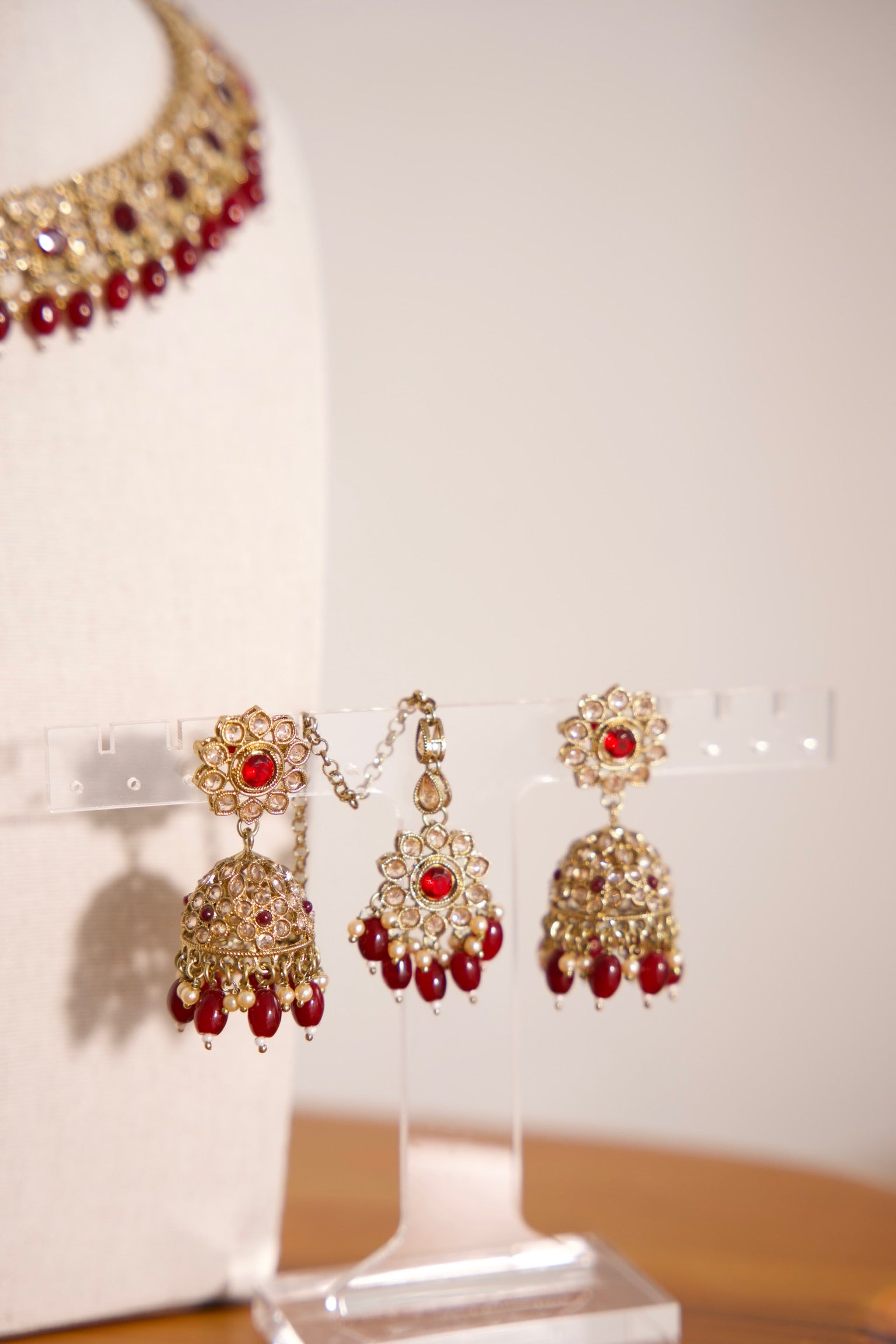 Ruby Red Stone Polki Set