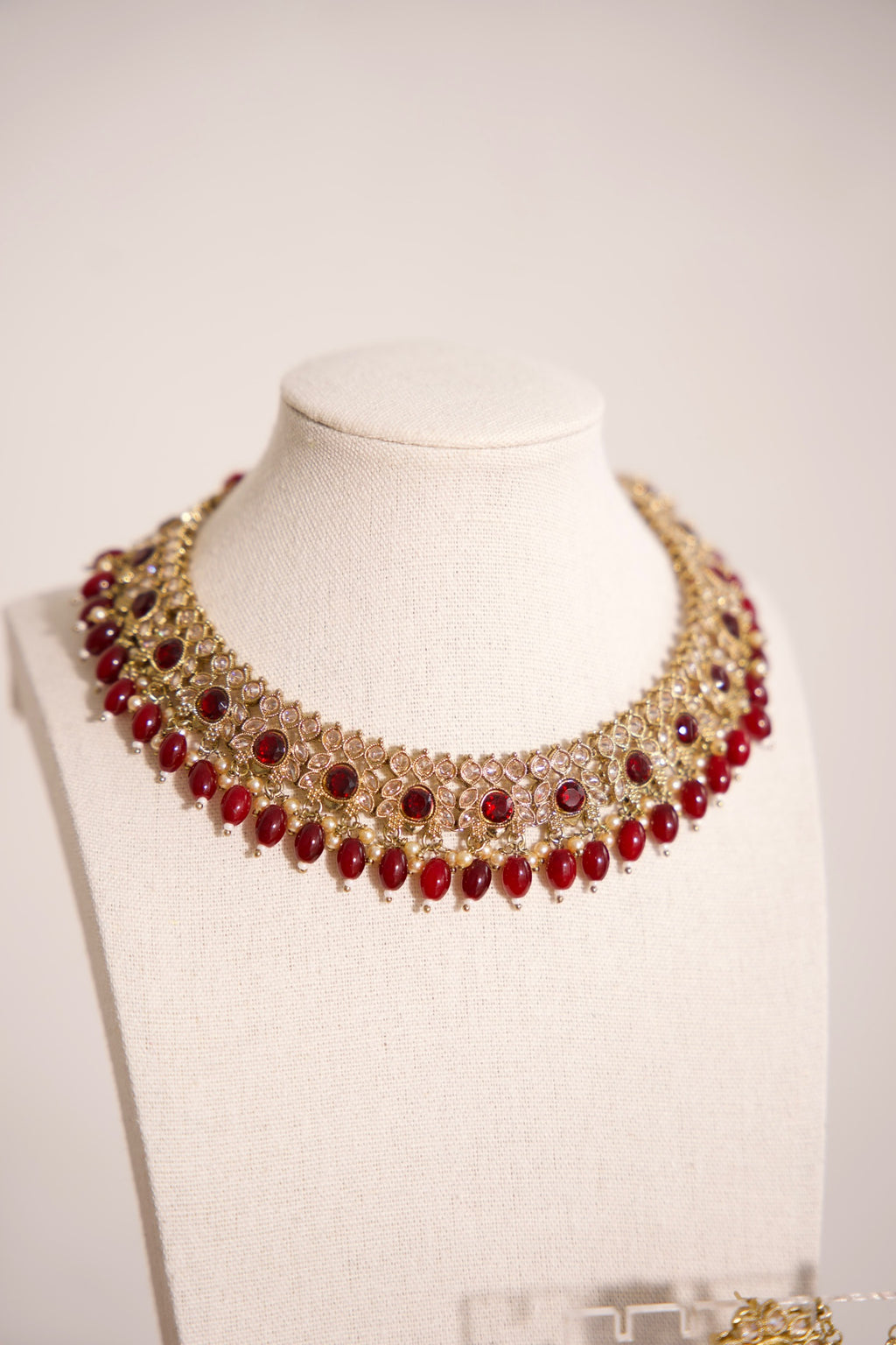 Ruby Red Stone Polki Set