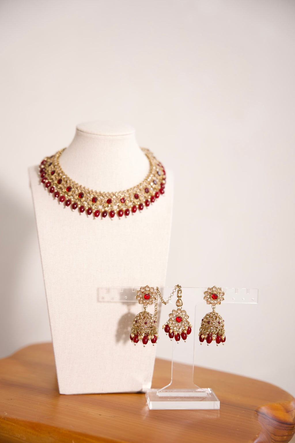 Ruby Red Stone Polki Set