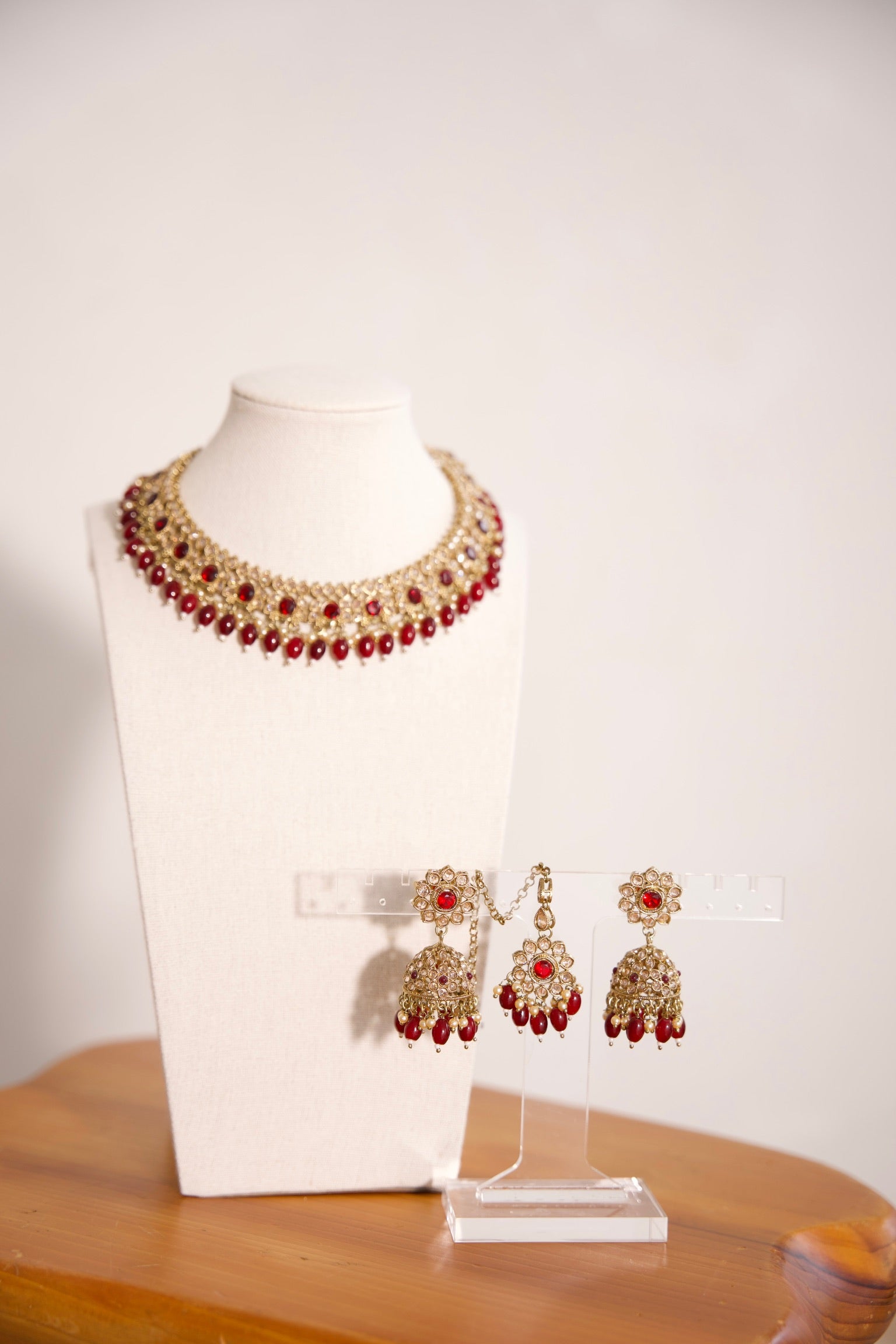 Ruby Red Stone Polki Set
