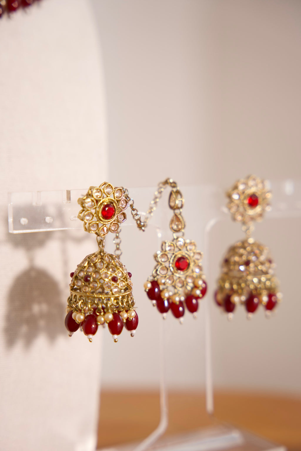 Ruby Red Stone Polki Set