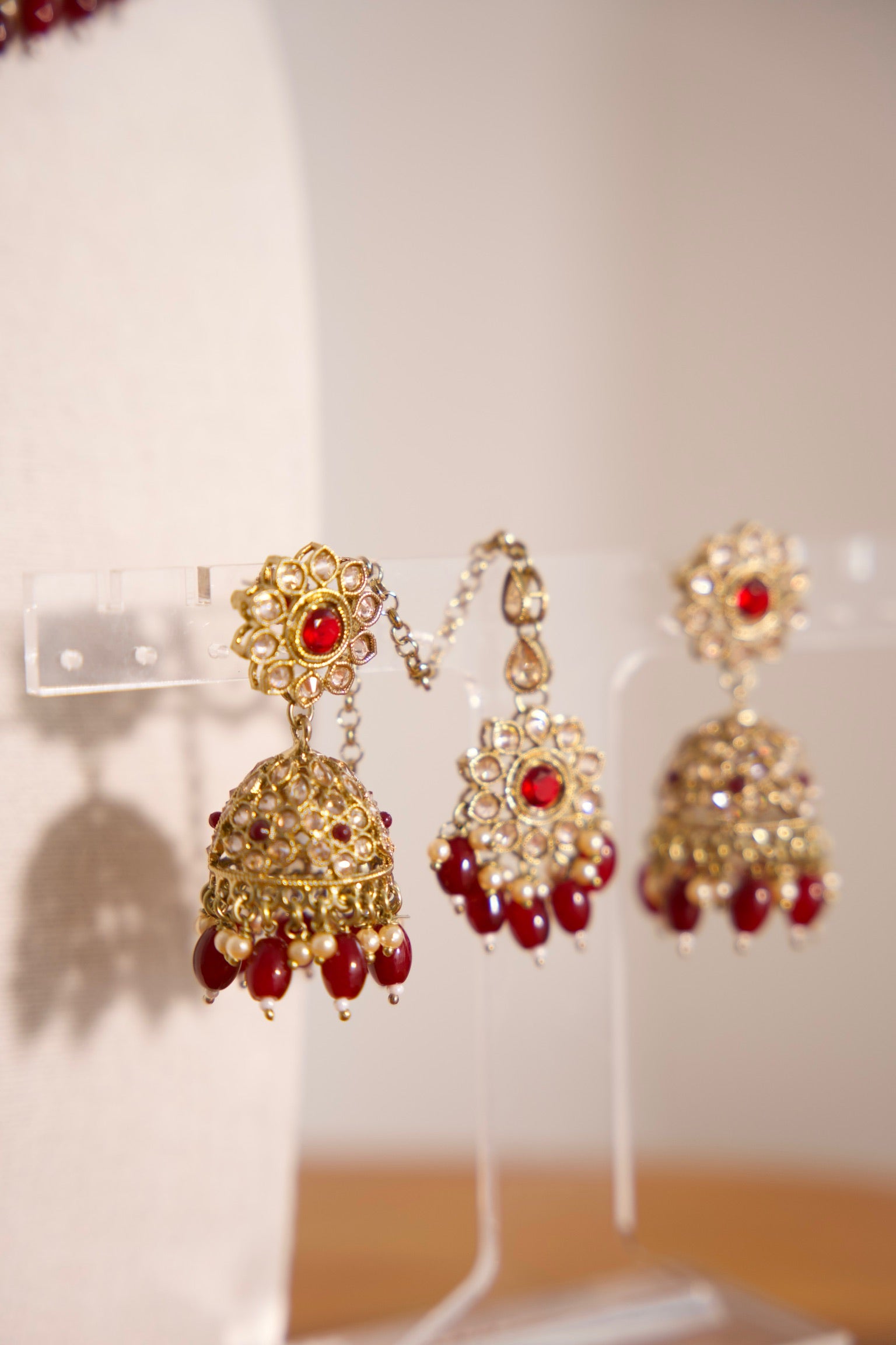 Ruby Red Stone Polki Set