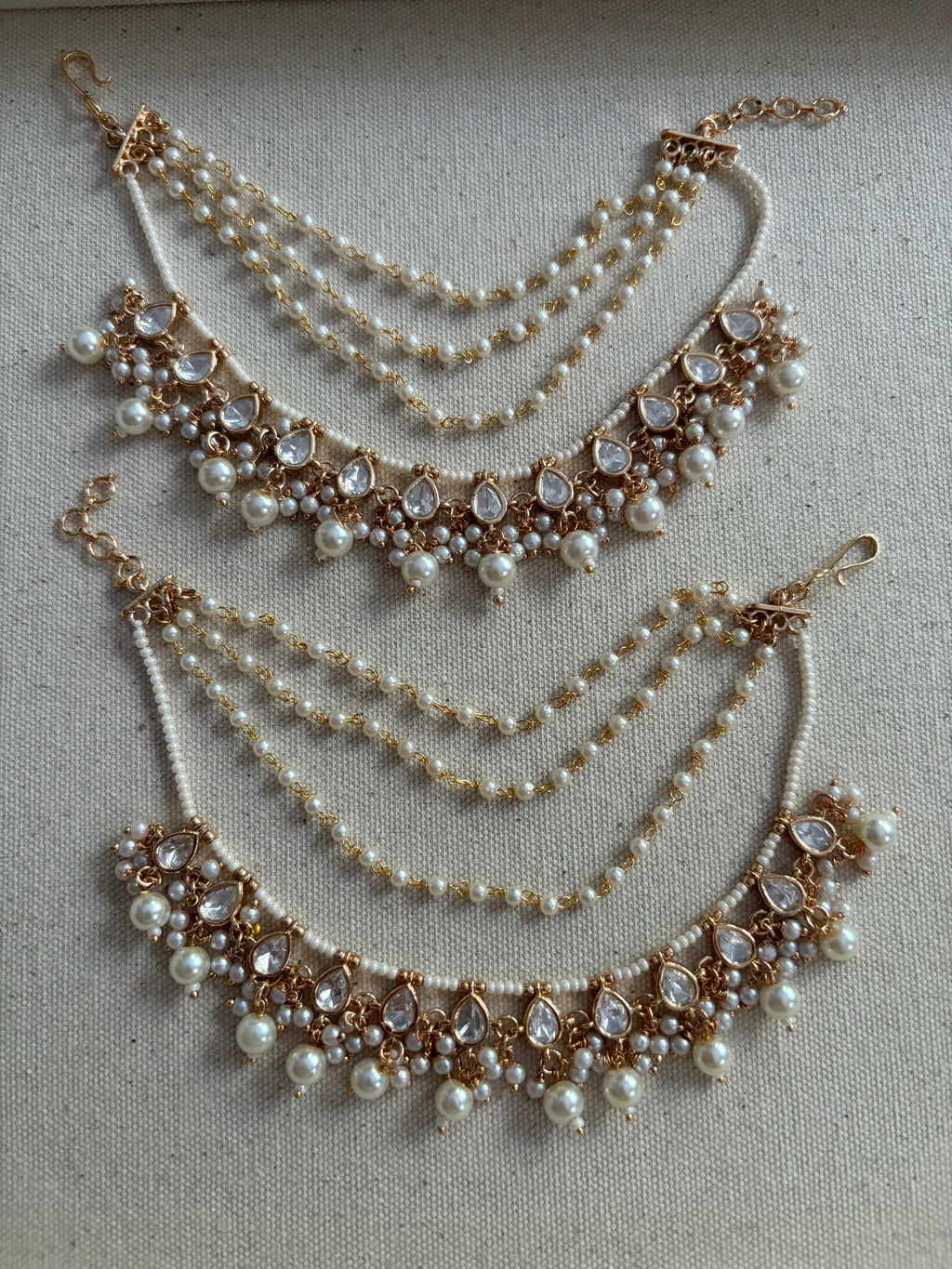 White Pearl Kundan Sahare Set