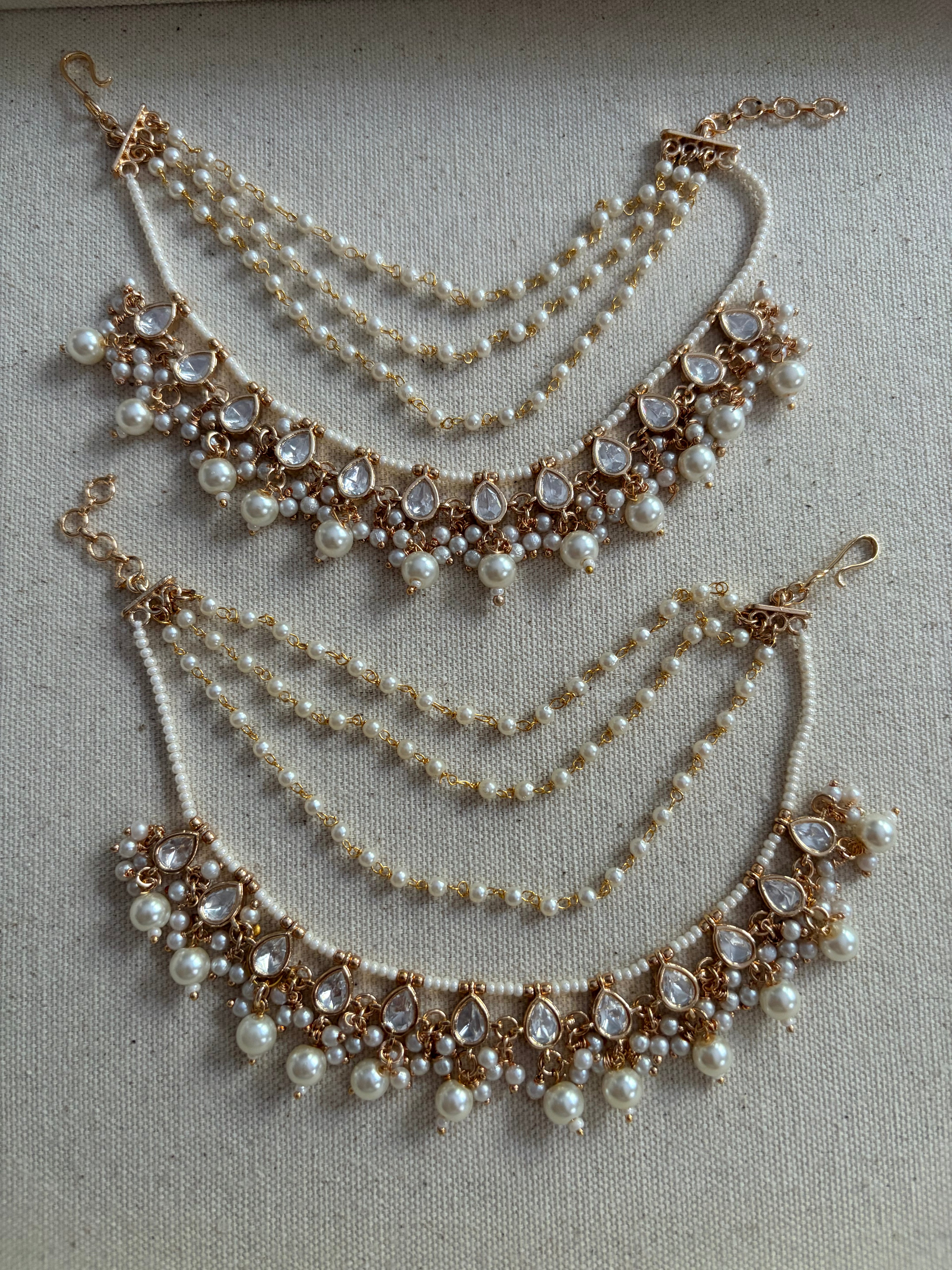 White Pearl Kundan Sahare Set