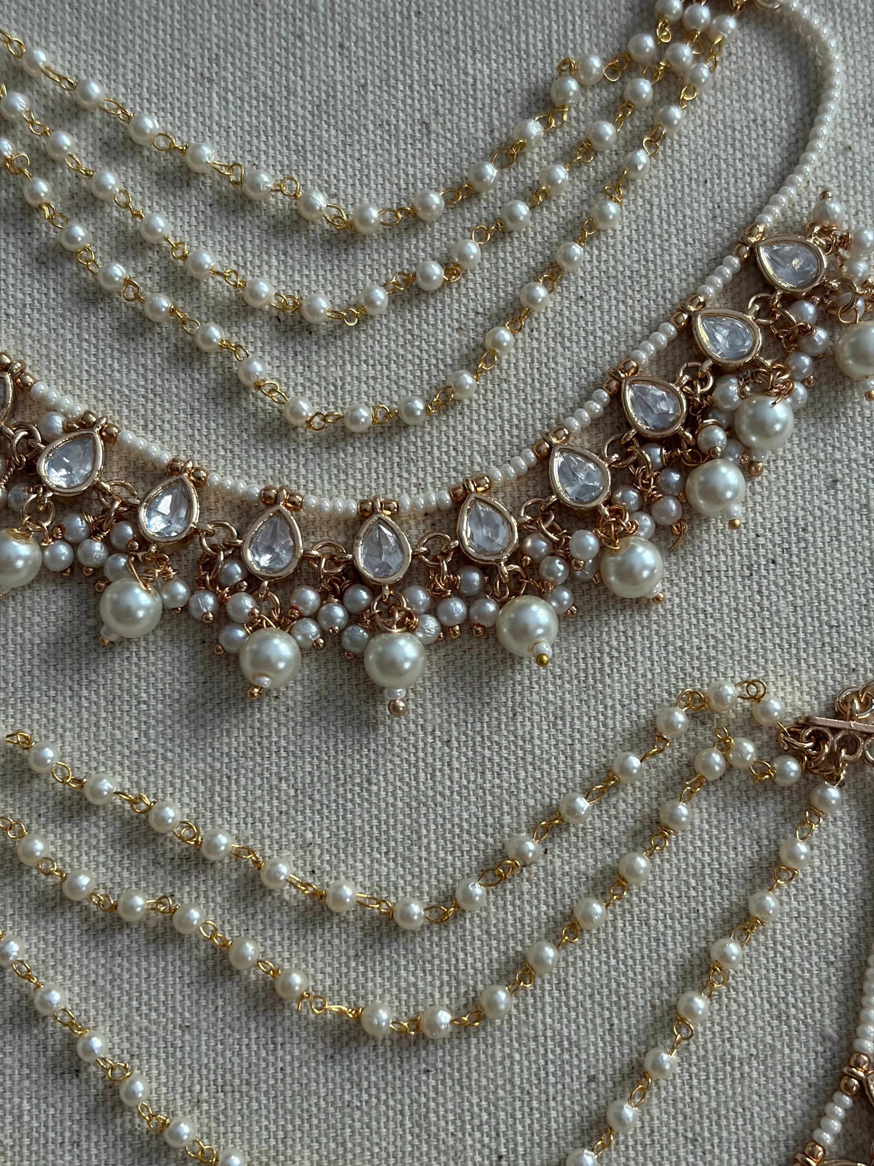 White Pearl Kundan Sahare Set