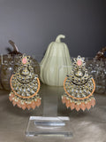 Orange Kundan Mang Earrings